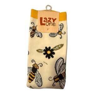 Lazy One Cream Bee Socks with Yellow Trim